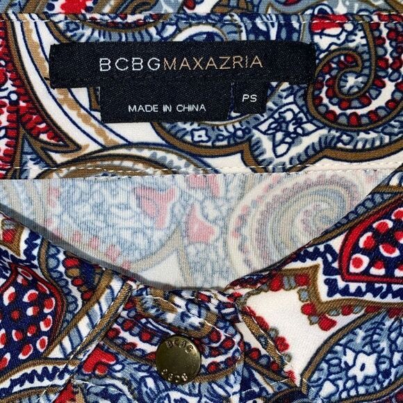 BCBG Maxazria EUC Ladies Western Paisley Buttondown Shirt Rodeo Wrinkle Free PS - Picture 5 of 6